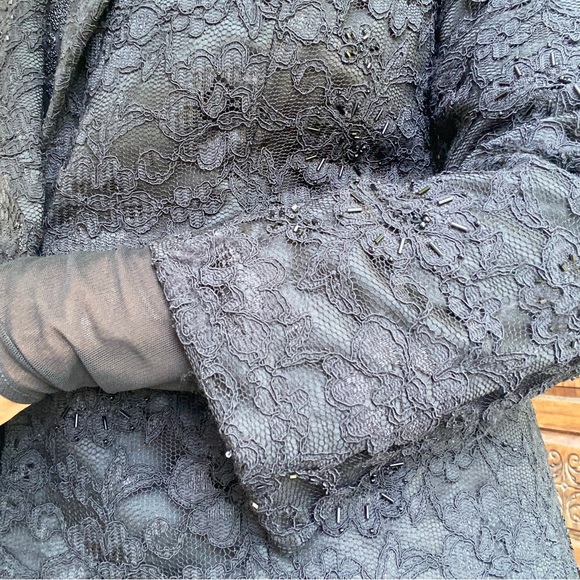 Studio One Vintage Black Beaded Lace Fully Lined Jacket and Matching Pants! - Picture 11 of 14